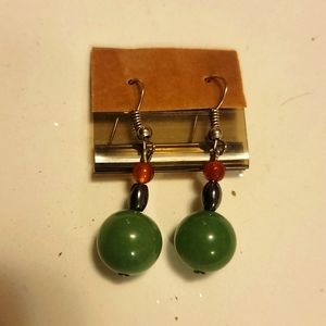 Jade Carnelian & Hematite Hand Made Earings